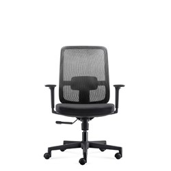 Rapidline Lotto Operator Chair Medium Mesh Back With Arms Black Fabric Seat Grey Back