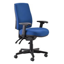 Buro Roma High Back Task Chair With Arms With Seat Slide Fabric Seat And Back Blue