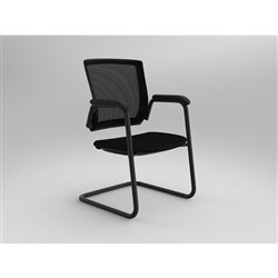 OLG Balance Cantilever Visitor Chair Nylon Base With Arms Black Fabric Seat Mesh Back