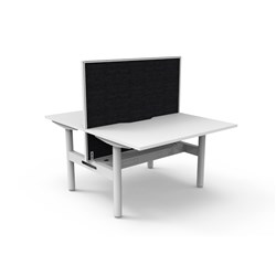 Rapidline Halo Static Back To Back Workstation+Screen+Tray 2 Person 1200W x 1330mmH Wht/Wht