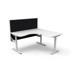 Rapidline Halo Static Corner Workstation + Screen 1500/1500W x 1330mmH White/Wht