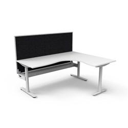 Rapidline Halo Static Corner Workstation + Screen + Tray 1800/1500W x 1330mmH White/Wht
