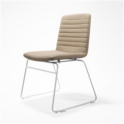 Rapidline Pixel Visitor Chair White Sled Base Almond PU Leather Seat