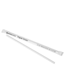 Envirochoice 200mm Individually Wrapped Paper Straws White Carton Of 2000