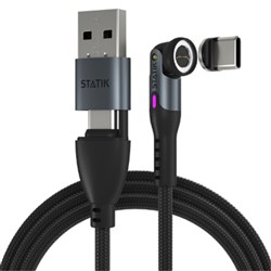Statik 360 Pro USB-A/C To Lightning/USB-C/Micro USB Cable Universal 2 Meter Black