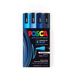Uni Posca PC-5M Paint Marker 2.5mm Bullet Tip Shades Of Blue Pack Of 4