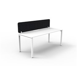 Rapidline Deluxe Infinity Desk Profile Leg Single Sided+Black Eco Screen 1500Wx730mmH Wht/Wh