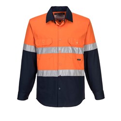 Portwest Hobart Hi-Vis Contrast Shirt Long Sleeve 9XL Orange And Navy