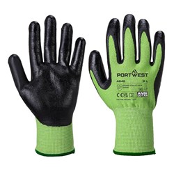 Portwest Green Cut Nitrile Foam Gloves Extra Small Green And Black