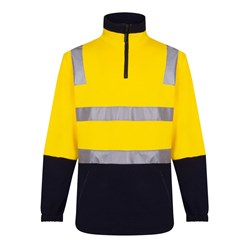Portwest Hi-Vis Contrast 1/4 Zip Brush Fleece Jumper With Tape Medium Yellow And Navy