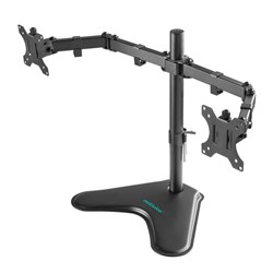 Activiva Articulating Dual Monitor Arm + Free-Standing Desktop Base Blk