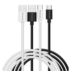 Verbatim Essential USB-C To USB-A Sync And Charge Cables 1m Black And White Pack Of 2