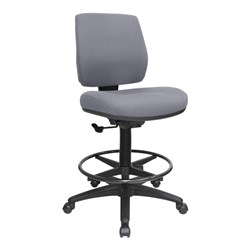 Buro Roma Mid Back Drafting Chair Black Foot Ring Charcoal Fabric Seat And Back