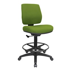 Buro Roma Mid Back Drafting Chair Black Foot Ring Green Fabric Seat And Back