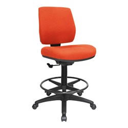 Buro Roma Mid Back Drafting Chair Black Foot Ring Red Fabric Seat And Back