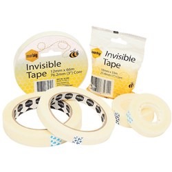 Marbig Invisible Tape 18mm x 66m 76.2mm Core Clear