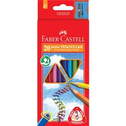 Faber-Castell Junior Triangular Coloured Pencils Assorted Pack of 20