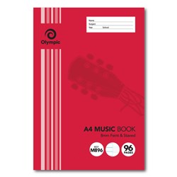 Olympic M896 Music Book A4 8mm Feint And Staved Ruled 96 Page