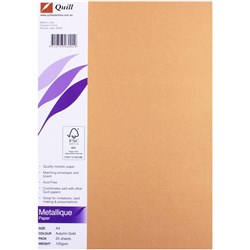 Quill Metallique Paper A4 120gsm Autumn Gold Pack Of 25