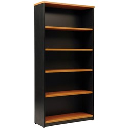 Logan Bookcase 4 Shelves 900W x 315D x 1800mmH Beech And Ironstone