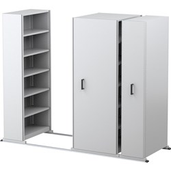 Ezi-Slide Aisle Saver Unit 2500L x 1200W x 400D x 2175mmH 5 Shelves 4 Bay White