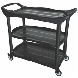 Cleanlink Utility Trolley 3-Tier Trolley Without Buckets Black