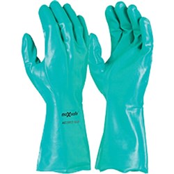 Maxisafe Chemical Nitrile Gloves 33cm Large Green