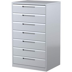 Steelco Steel Multimedia Storage Cabinet 7 Drawer 790W x 620D x 1370mmH Silver Grey