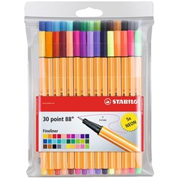 Stabilo Point 88 Fineliner Pen Fine 0.4mm Assorted Colours Wallet Of 30