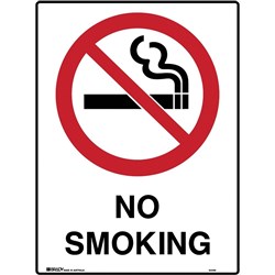 Brady Prohibition Sign No Smoking 450W x 600mmH Polypropylene White/Red/Black