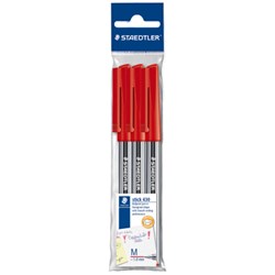 STAEDTLER BALLPOINT STICK 430M RED BLISTER PACK3